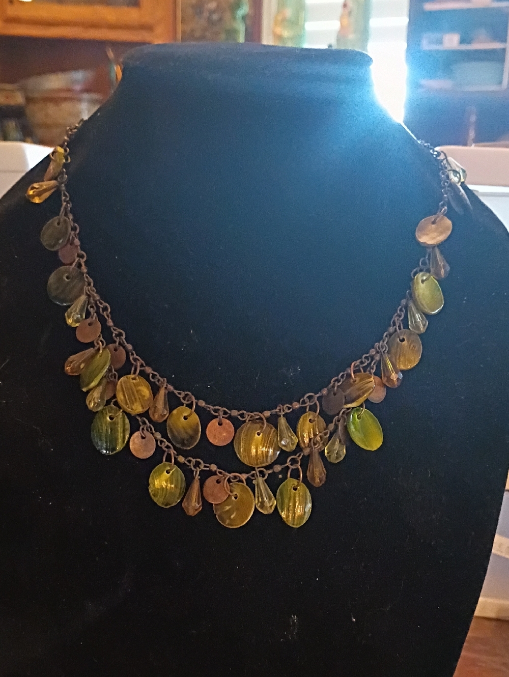 Handcrafted Green Dangle Bead Statement Necklace - Women Jewelry